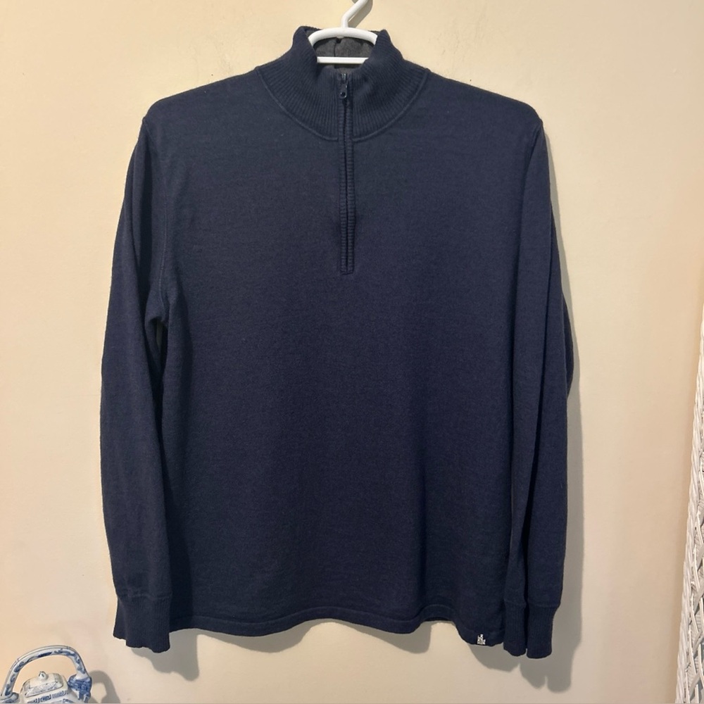 The North Face Wool Sweater Men’s XL Navy Blue Contemporary 1/4 Zip Casual